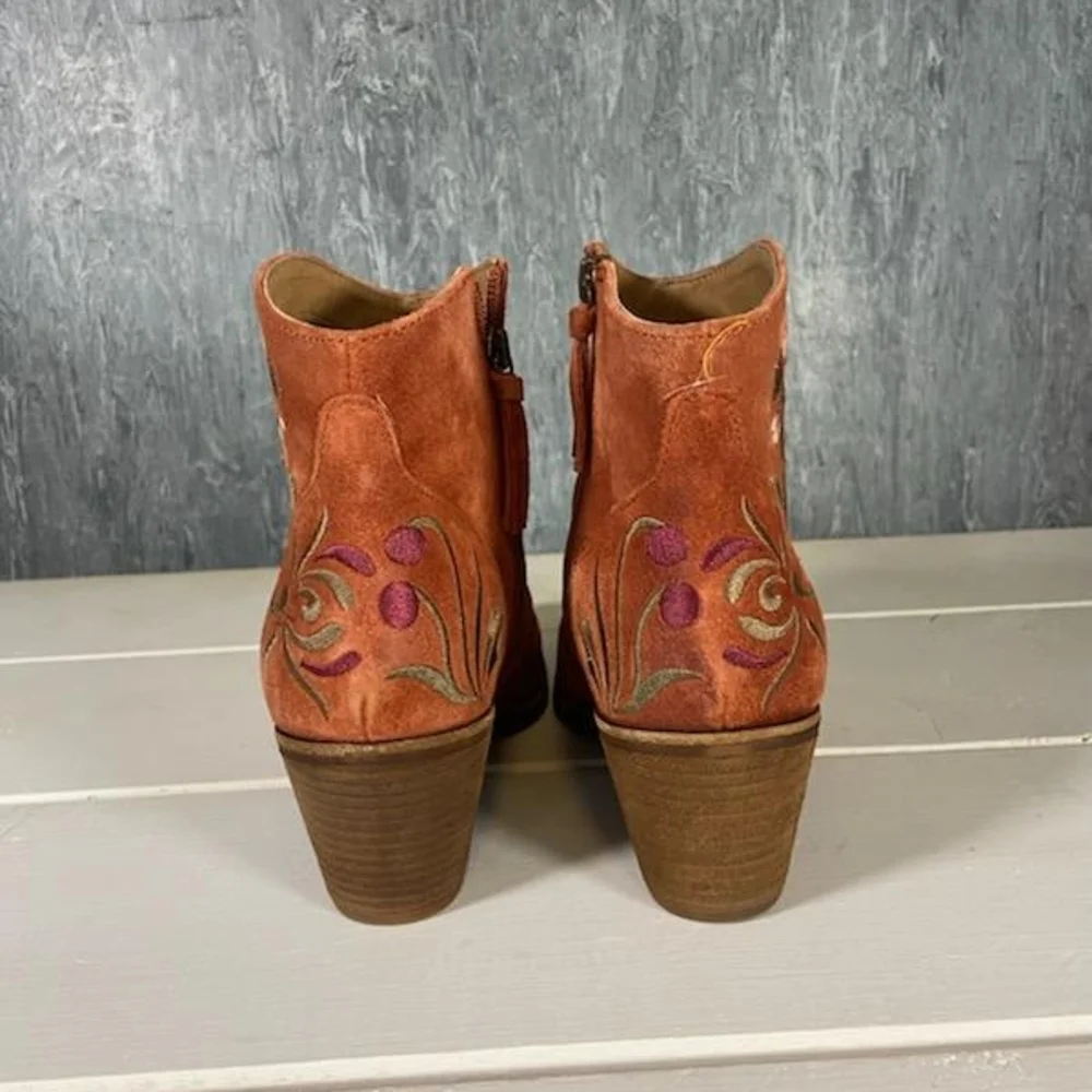 Sofft Westmont II Embroidered Floral Ankle Boots - Burnt Orange - Picture 3 of 6